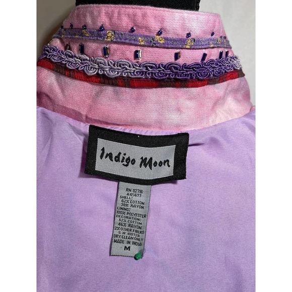 VINTAGE Indigo Moon Funky Retro Jacket Womens Medium Embroidered Embellishments - Picture 6 of 7